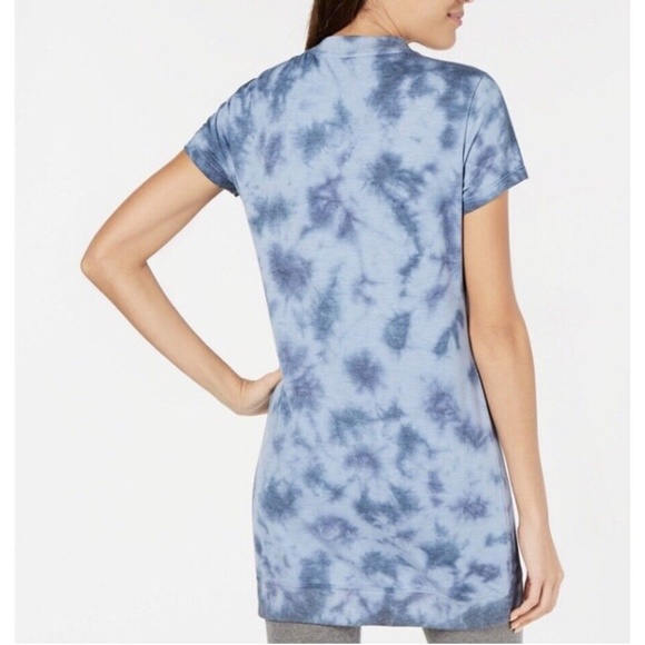 (NWT) Ideology Women's Blue Tie Dye V-Neck Short Sleeve Tunic Top Size S - Picture 12 of 12